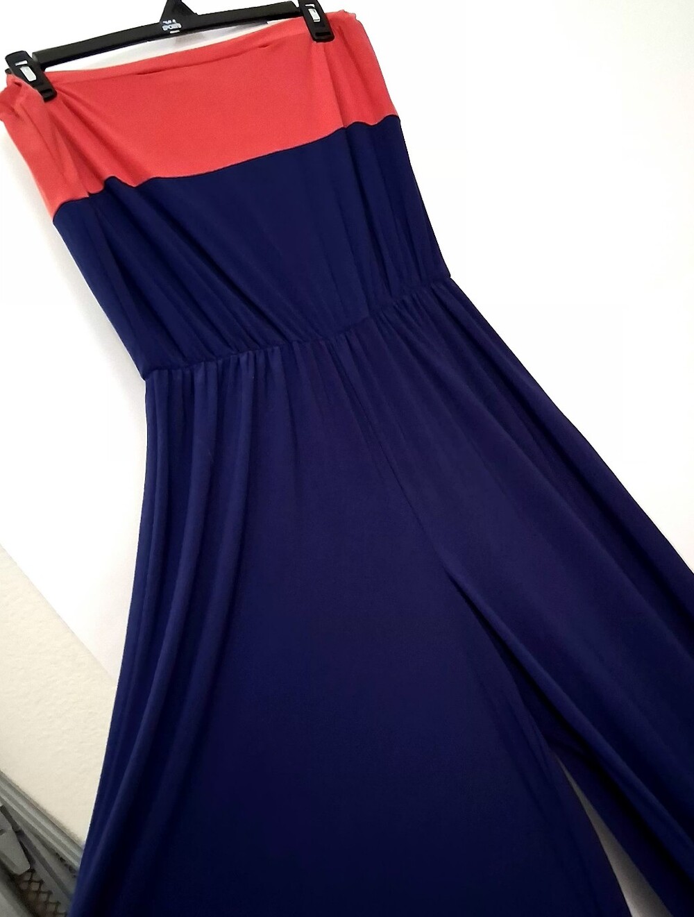 PRELUDE Jumpsuit Orange Navy Jumpsuit Size Large Wide LEG